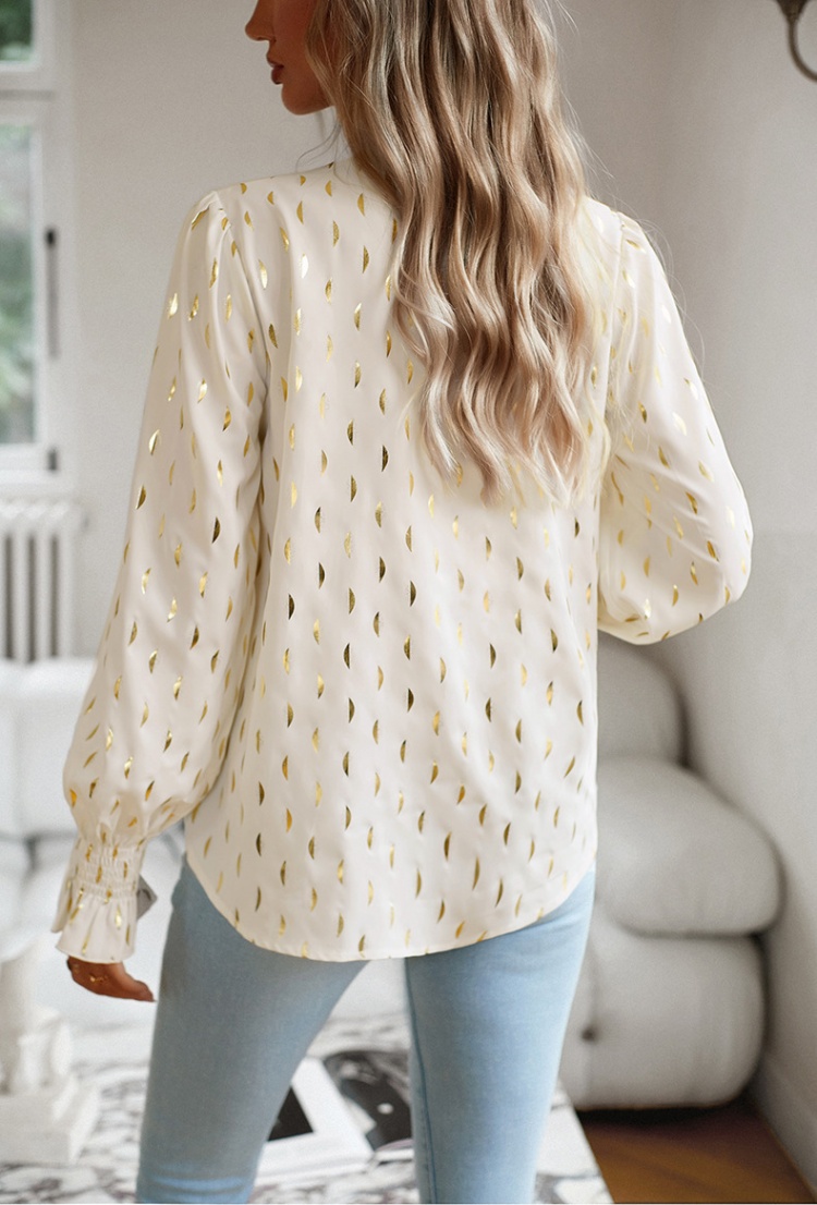 Autumn long sleeve shirt V-neck tops for women