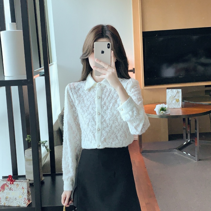 Simple autumn tops long sleeve small shirt for women
