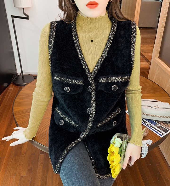 White winter mink velvet knitted coat for women