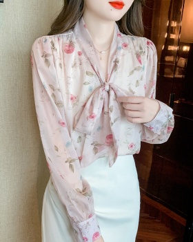 Sweet printing shirt cstand collar temperament tops for women