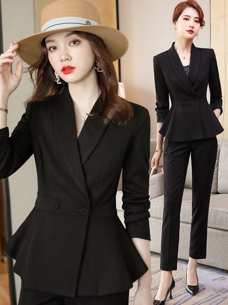 Temperament business suit overalls long pants a set for women
