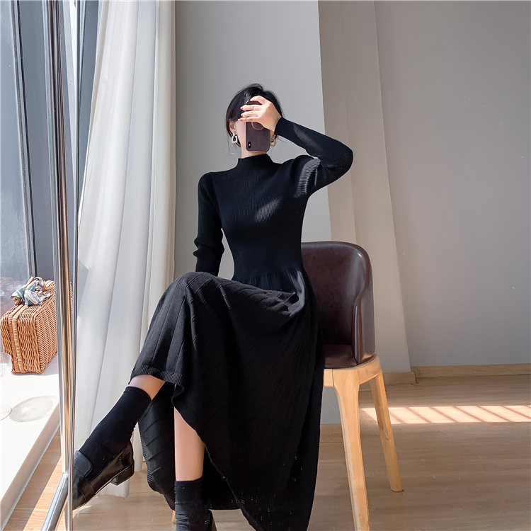 Exceed knee sweater knitted long dress for women