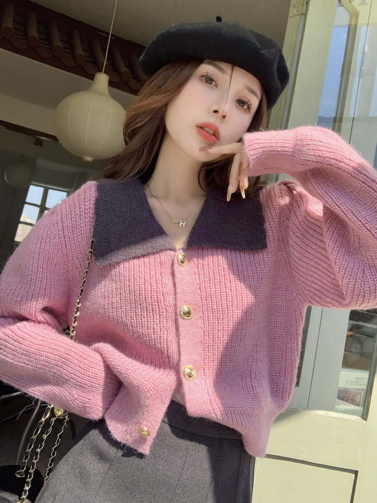 Korean style pure sweater tender knitted cardigan for women