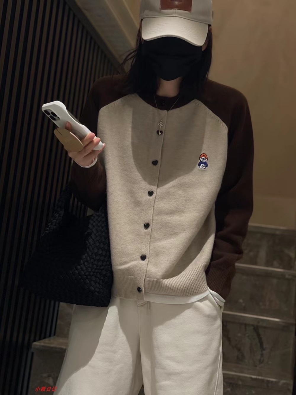 Wool refreshing cardigan single-breasted round neck coat