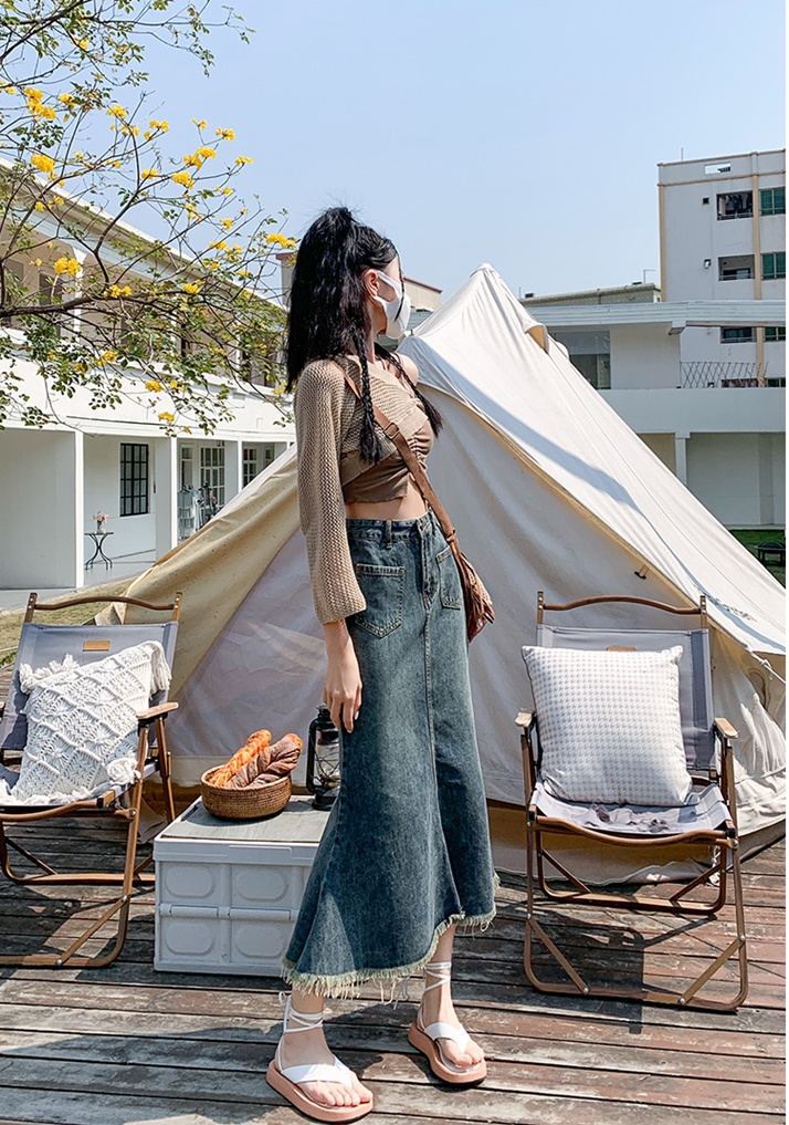 Package hip retro skirt Korean style long dress for women