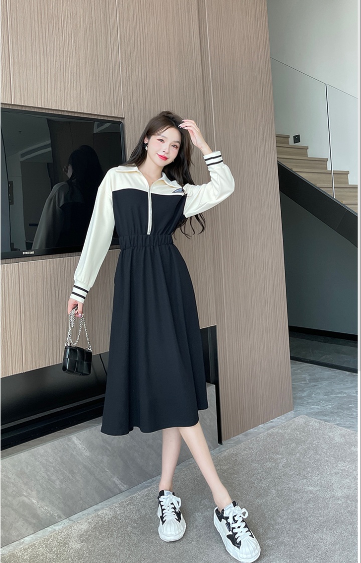 Spring and autumn hoodie mixed colors dress