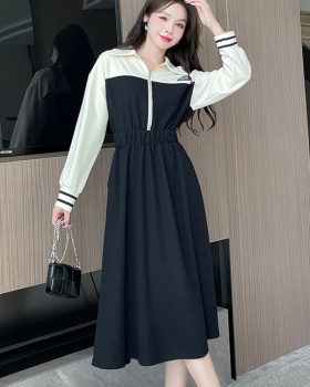 Spring and autumn hoodie mixed colors dress