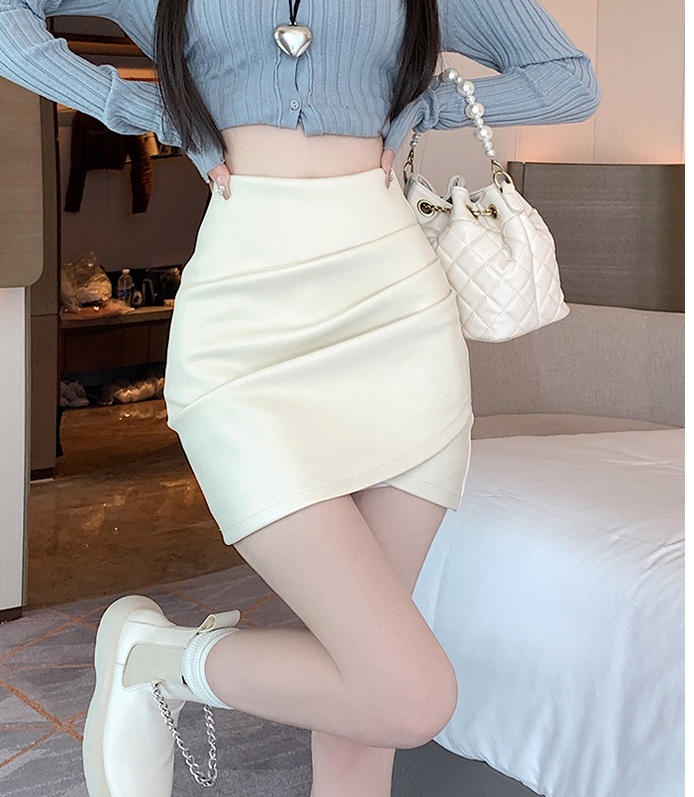 Slim leather skirt package hip short skirt for women