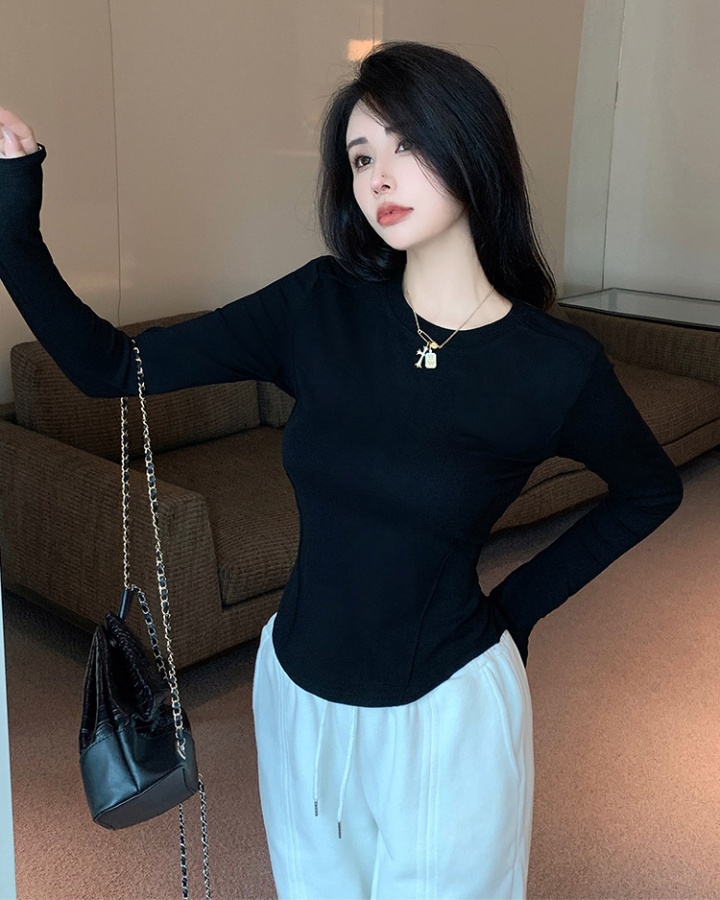 Long sleeve slim T-shirt Korean style tops for women