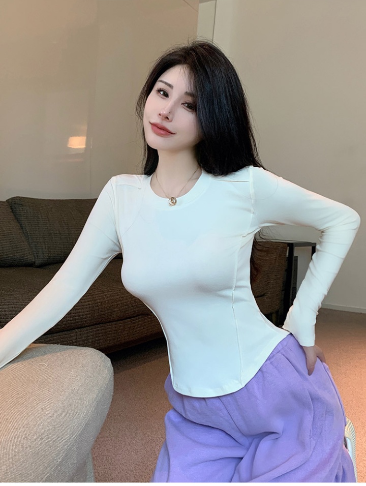 Long sleeve slim T-shirt Korean style tops for women