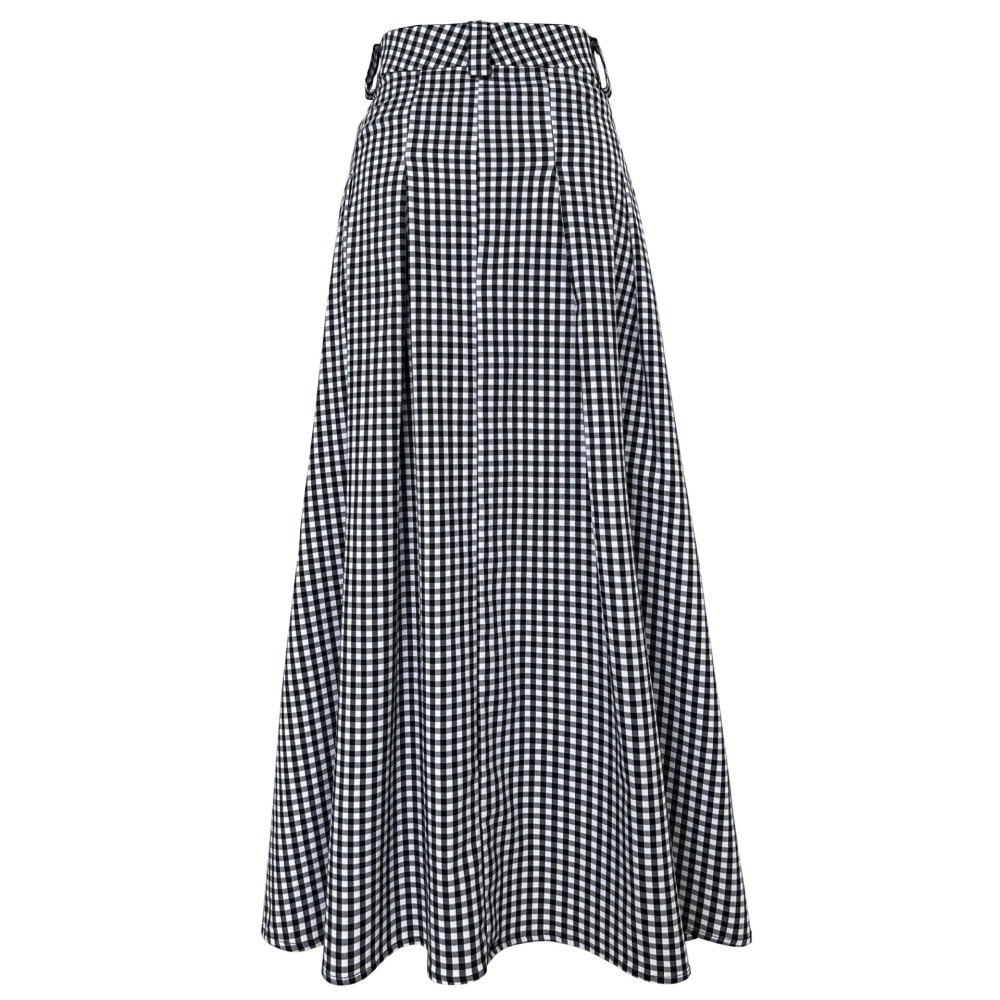 Plaid chouzhe high waist long skirt for women