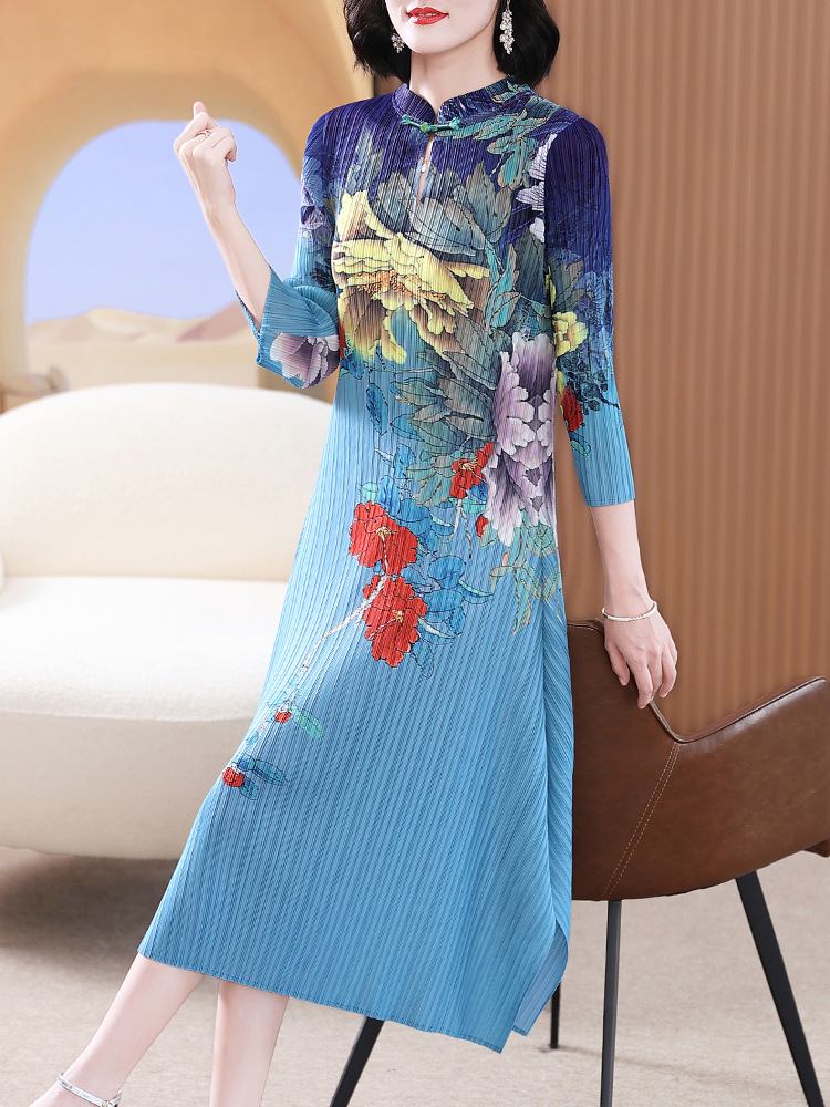Cover belly Chinese style long dress autumn Western style dress