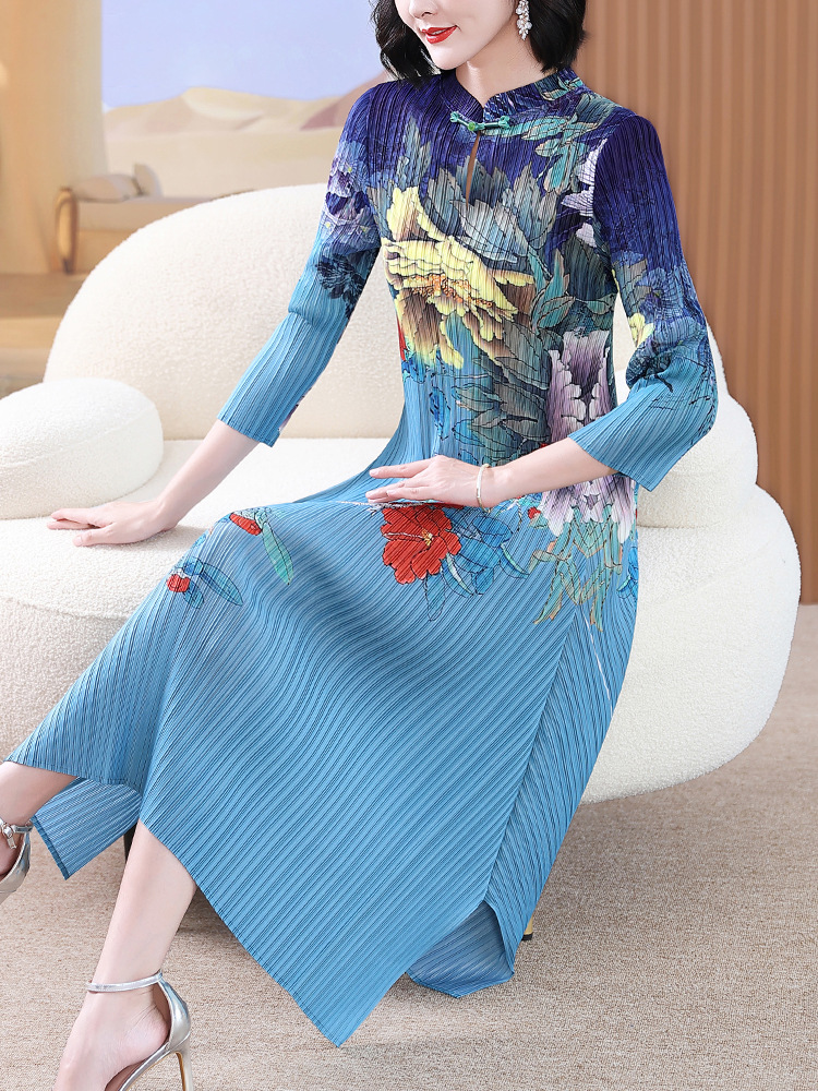 Cover belly Chinese style long dress autumn Western style dress