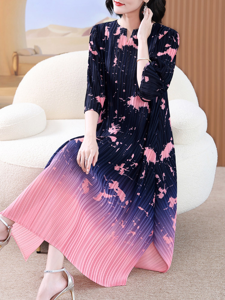 Fashion floral long dress fold dress for women