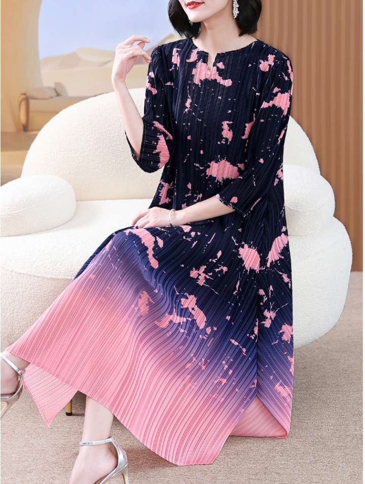 Fashion floral long dress fold dress for women