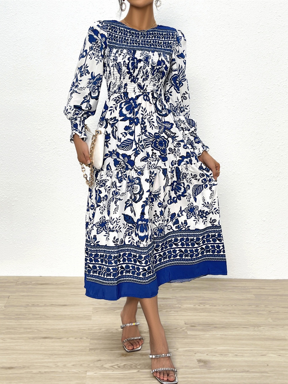 European style Casual long sleeve printing dress