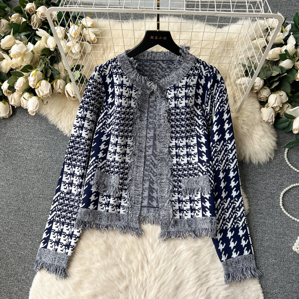 Sleeveless plaid autumn dress burr long sleeve coat a set