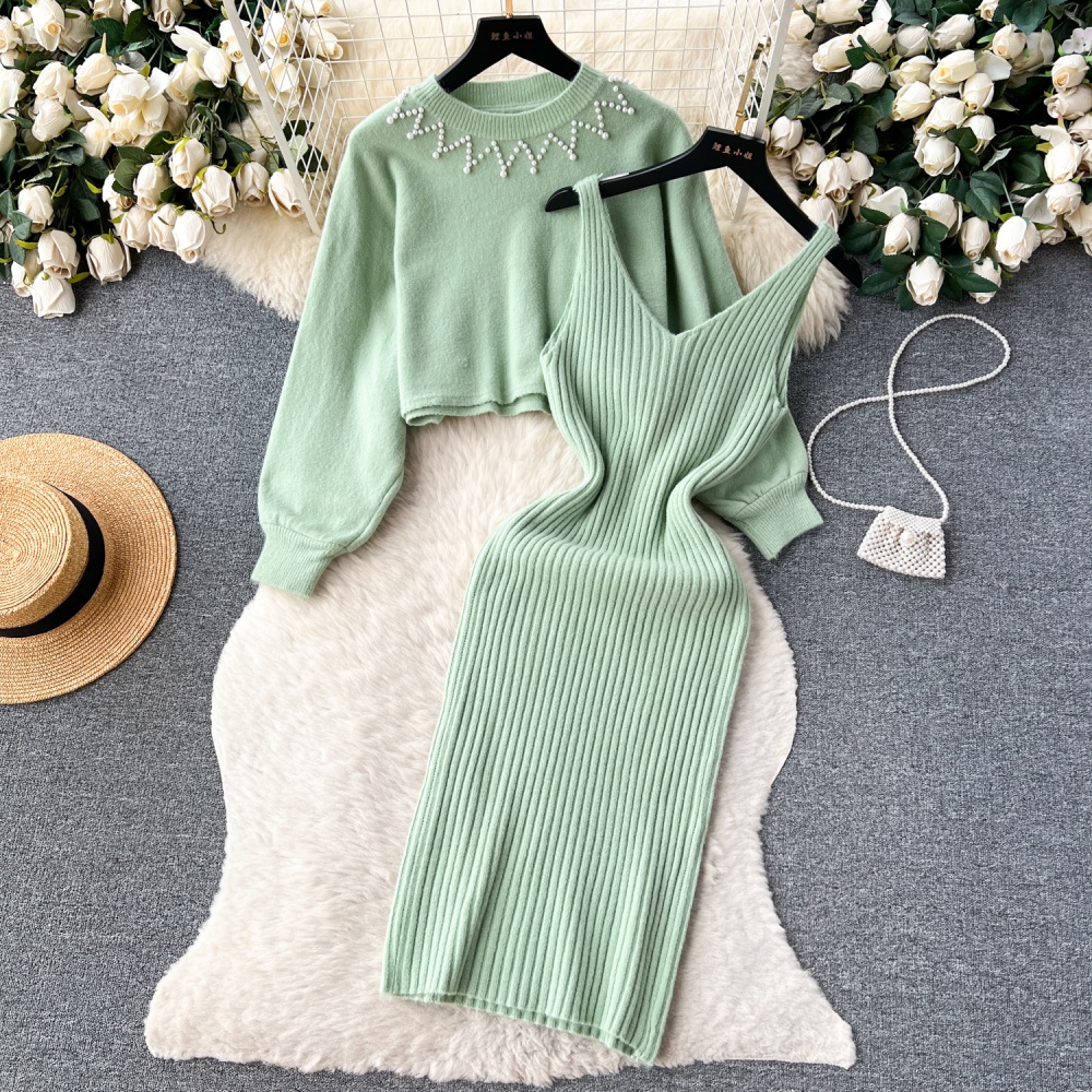 Autumn and winter dress loose tops 2pcs set for women