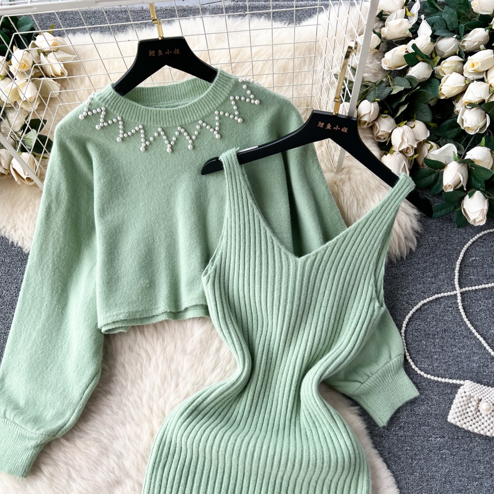 Autumn and winter dress loose tops 2pcs set for women