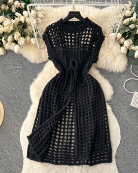 Sleeveless Korean style dress lazy knitted smock for women