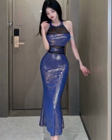 Mermaid bronzing formal dress tight splice dress