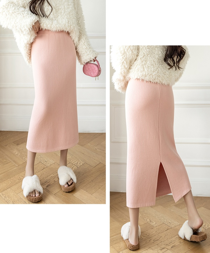 Autumn slim high waist pure knitted loose skirt for women