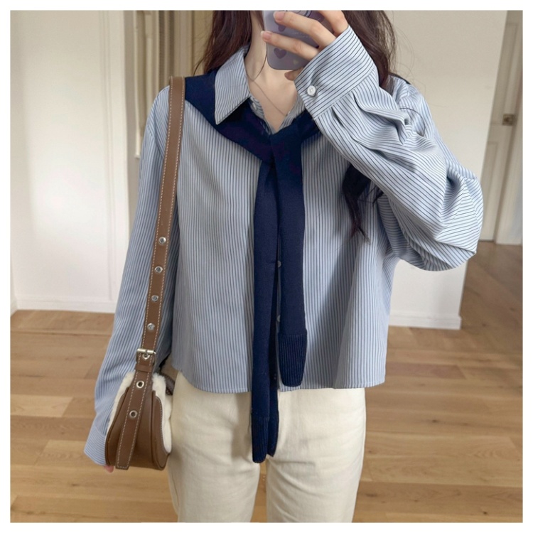 All-match college style shirt Korean style autumn shawl a set