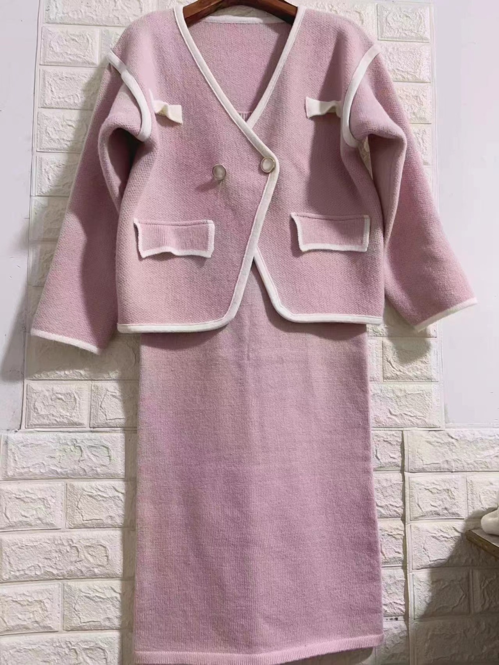 Fashion and elegant sweater sling dress 2pcs set