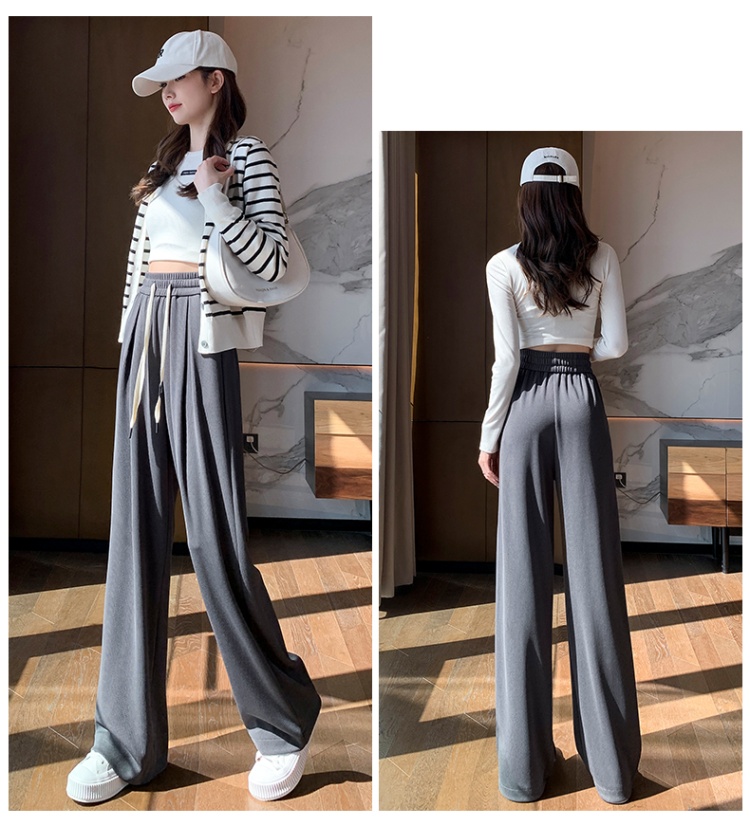 High waist casual pants mopping wide leg pants for women