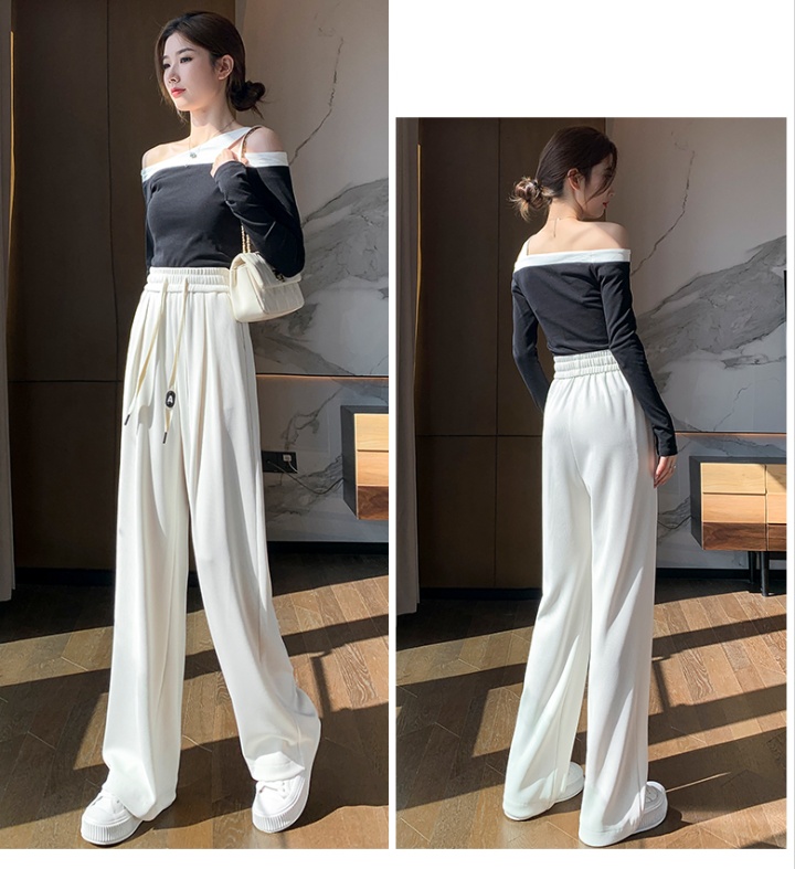 High waist casual pants mopping wide leg pants for women