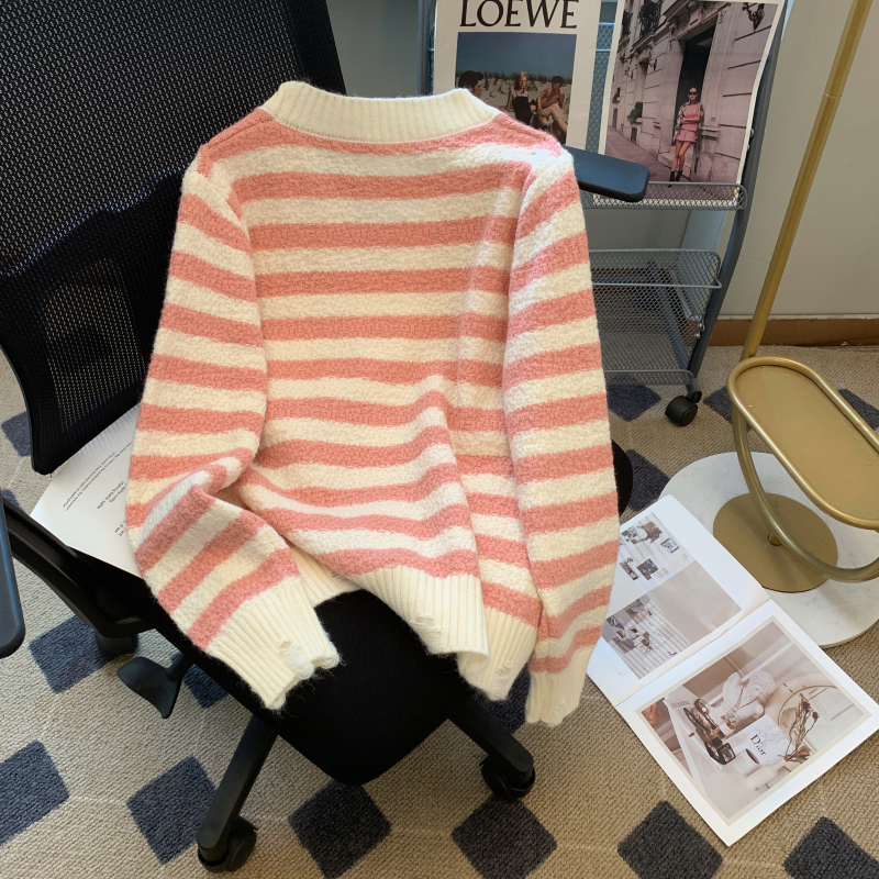 Outside the ride long sleeve shawl stripe cardigan