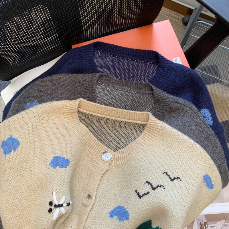 Japanese style stereoscopic sweater graffiti cardigan