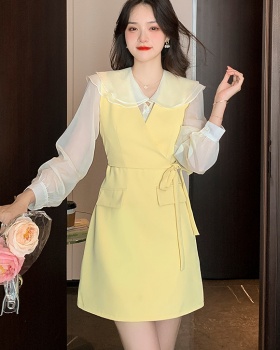 Pseudo-two business suit dress for women