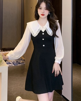 France style pinched waist doll collar tender dress