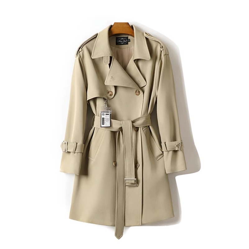 Long short coat spring and autumn overcoat for women