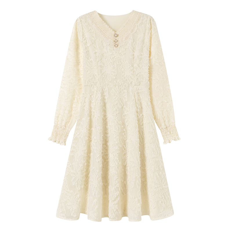 Lace long sleeve all-match autumn simple dress