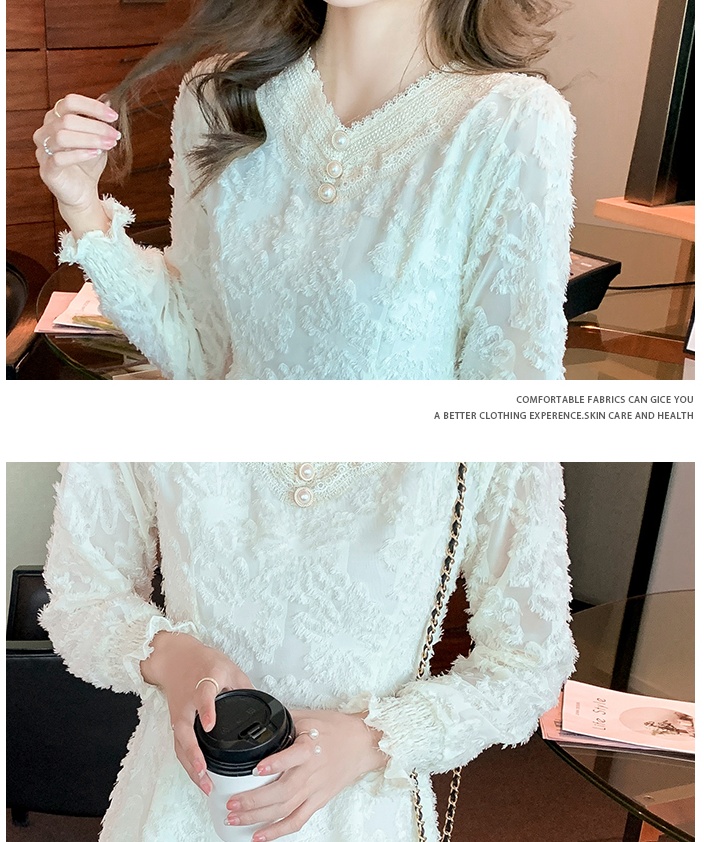 Lace long sleeve all-match autumn simple dress