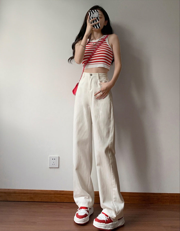 Temperament jeans straight long pants for women