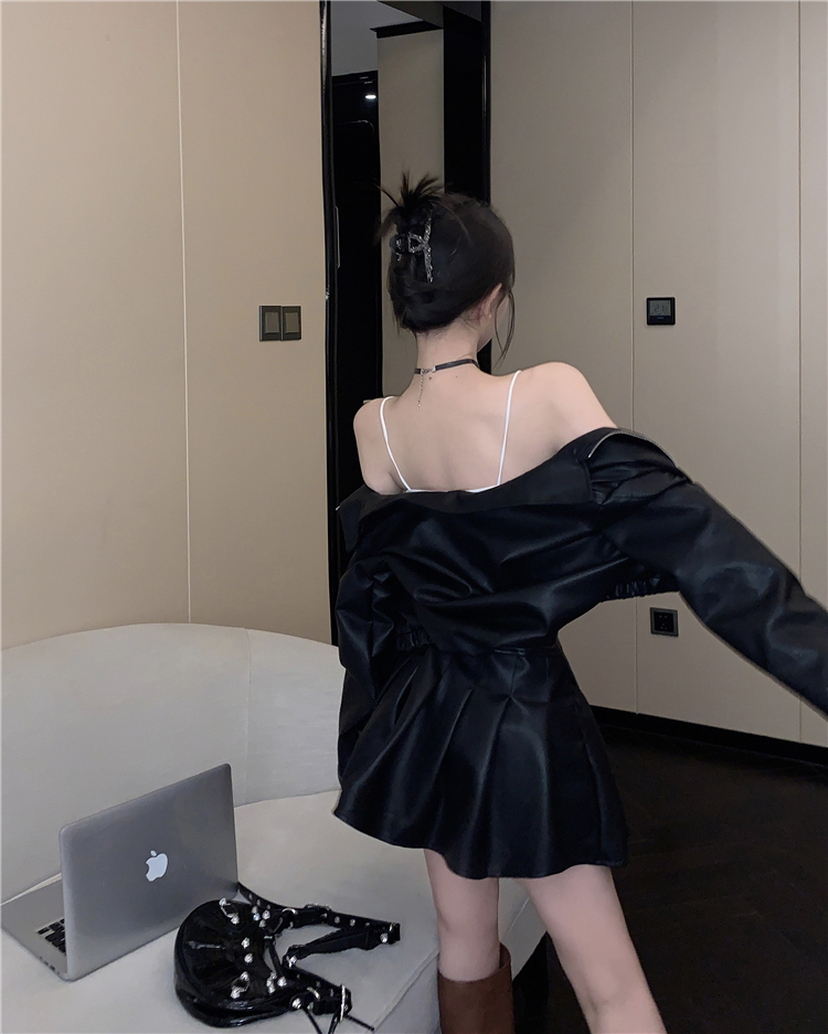 Korean style short coat lapel spicegirl skirt a set
