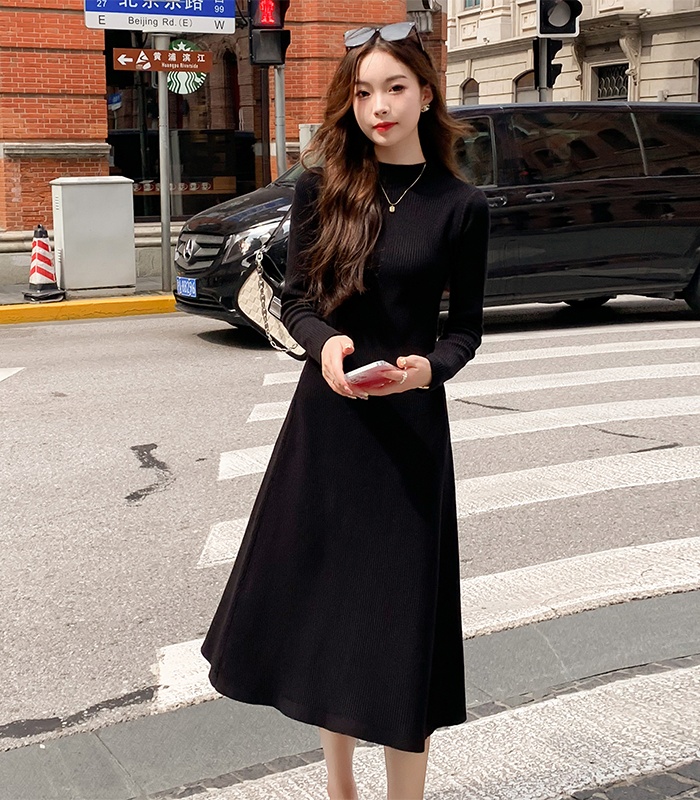 Retro bottoming sweater dress knitted dress for women