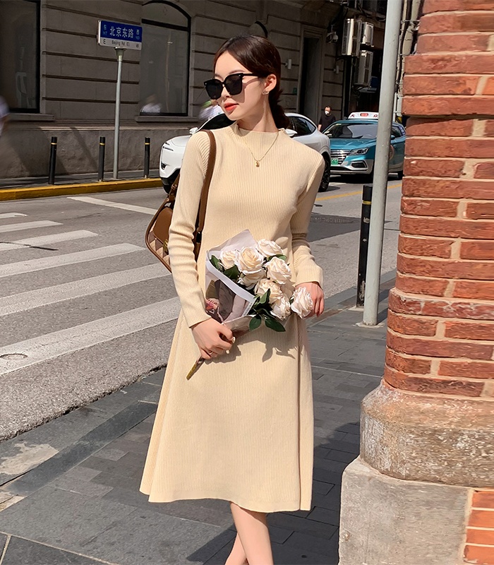Retro bottoming sweater dress knitted dress for women