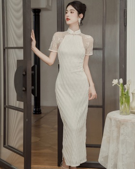 Lace retro long dress wedding Chinese style cheongsam
