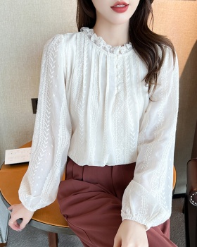 Long sleeve crochet retro lace shirt for women