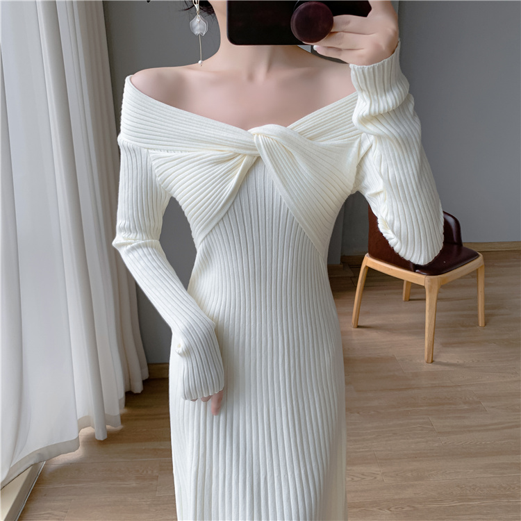 Flat shoulder sweater dress dress for women