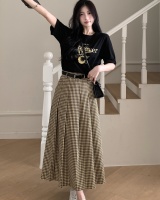 Summer fat skirt printing T-shirt 2pcs set for women