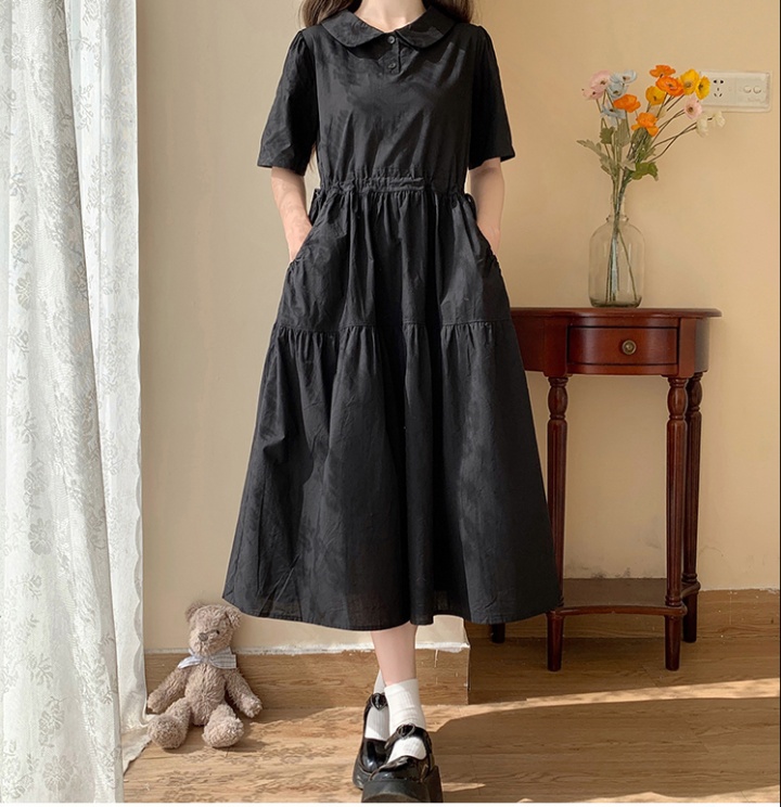 Summer Japanese style pinched waist doll collar dress
