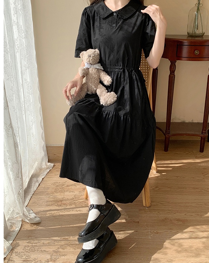 Summer Japanese style pinched waist doll collar dress