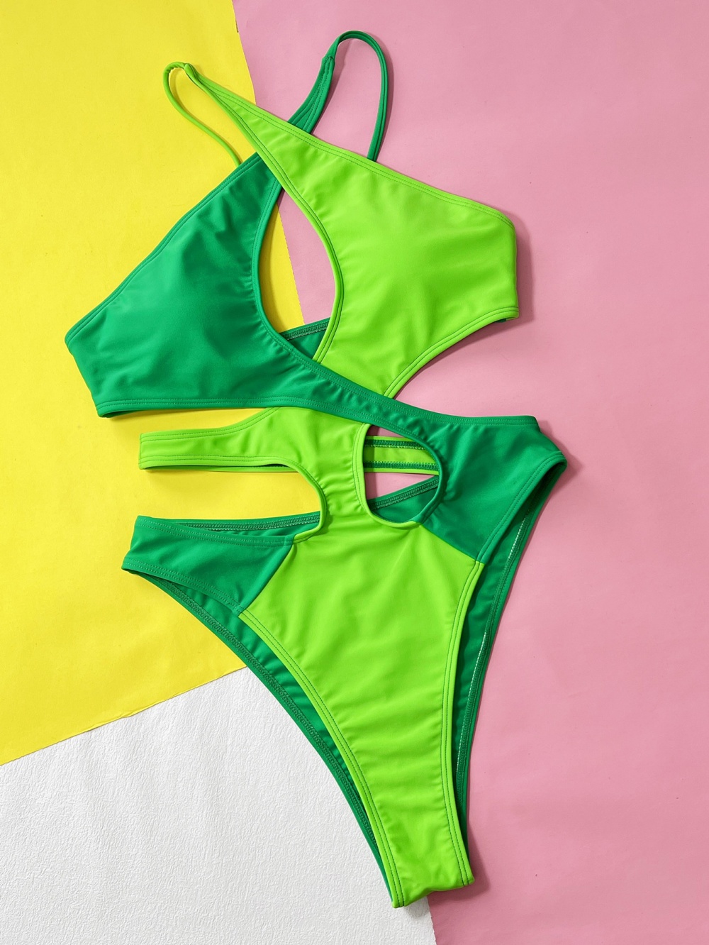 Sexy conjoined hollow bikini mixed colors swimwear