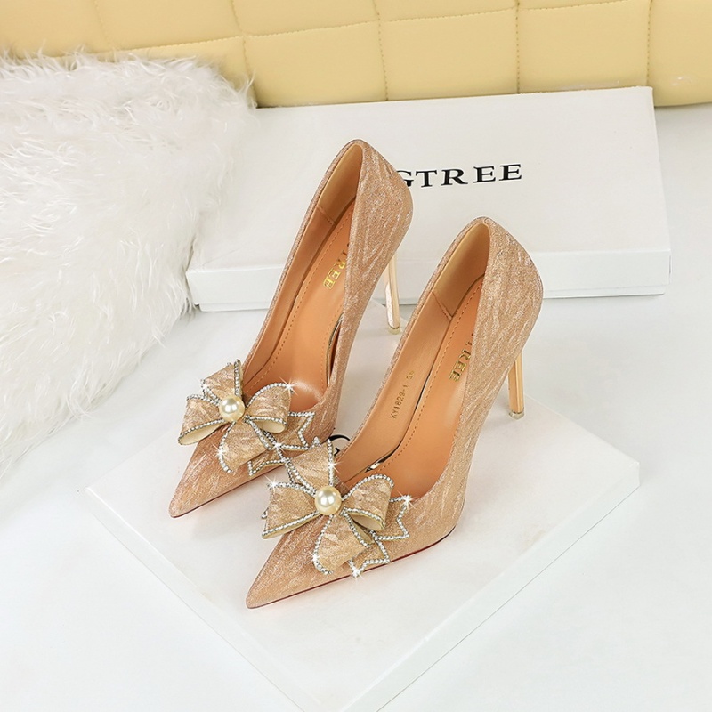 European style rhinestone shoes fine-root high-heeled shoes