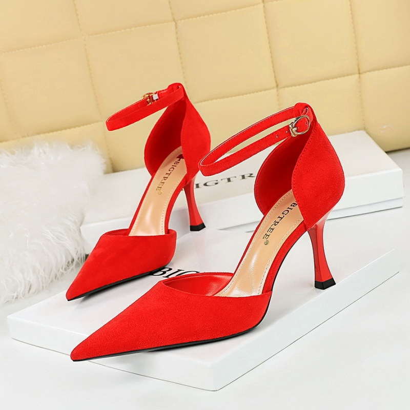 Low slim pointed high-heeled simple sandals for women